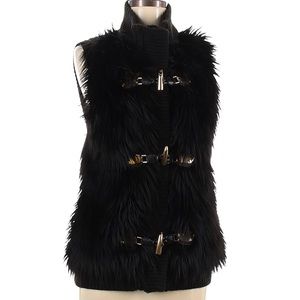 Michael Kors Black Faux Fur Sweater Vest size Large